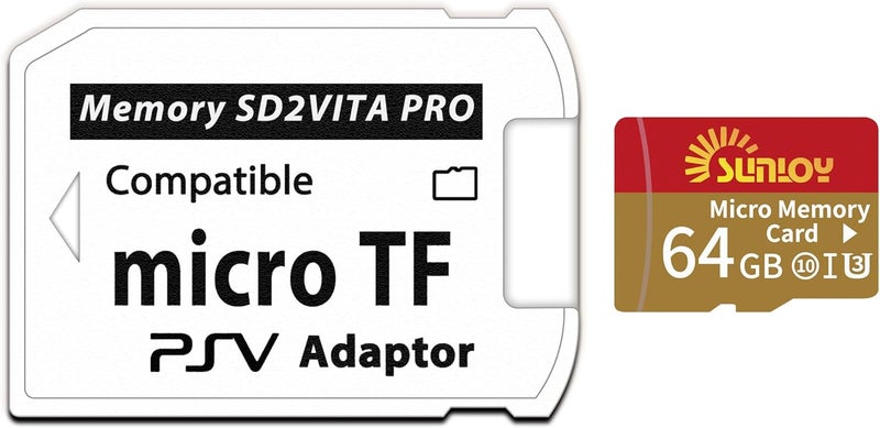Sunloy SD2Vita 6.0 PS Vita Memory Card Adapter with 64GB Micro SD Card, High Speed microSDHC UHS-I Flash Memory Card with PSV Micro SD Card Adapter for PSV 1000/2000 PSTV FW 3.60 HENkaku Enso System - Image 2
